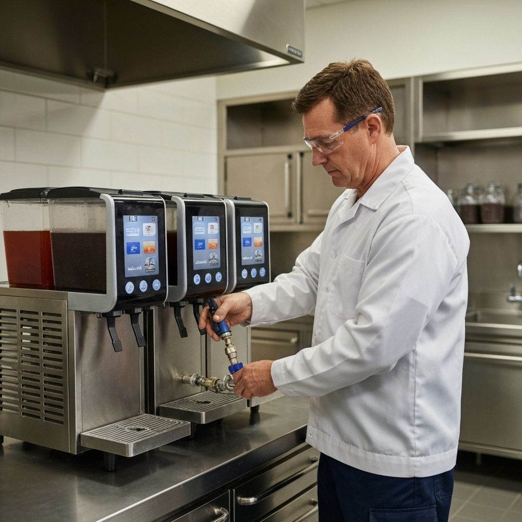 Professional technician installing beverage equipment